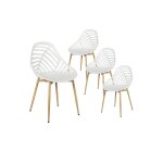 Saori - lot de 4 chaises de jardin coque plastique ajour�e blanc pieds m�tal