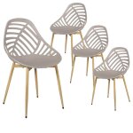 Saori - lot de 4 chaises de jardin coque plastique ajour�e taupe pieds m�tal