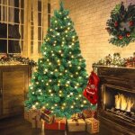 Sapin de no�l artificiel 150cm vivolilv - lumineux led - arbre avec support m�tallique - 450 branches ...