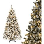 Sapin de noël artificiel led 180cm costway - 250 lumières blanc chaud - 600 branches pvc floqué neige ... Sapin de noël artificiel led 180cm costway - 250 lumières blanc chaud - 600 branches pvc floqué neige ...