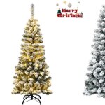 Sapin de noël led artificiel 135cm costway - 150 lumières blanc chaud - aiguilles pvc floqué de neige ... Sapin de noël led artificiel 135cm costway - 150 lumières blanc chaud - aiguilles pvc floqué de neige ...