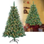 Sapin de nol lumineux - aufun - 150 cm - led blanc chaud - pvc - mtal