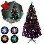 Sapin de nol lumineux - aufun - 180 cm - flocons de neige led - fibre optique - multicolore