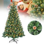 Sapin de noël lumineux - aufun - 180 cm - led blanc chaud - pvc - métal Sapin de noël lumineux - aufun - 180 cm - led blanc chaud - pvc - métal