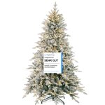 Sapin de no�l lumineux led 180cm vankel - 230 lumi�res blanc chaud - 931 branches floqu� neige pvc + ...