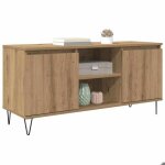 Sarazyj�banc tv - meuble hifi - marron meuble tv - ch�ne artisanal - 104 x 35 x 50 cm - bois ding�nierie ...