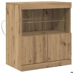 Sarazyj�buffet bahut kenneth - led - meuble de rangement marron 605x37x67cm - bois ding�nierie - 448749 ...