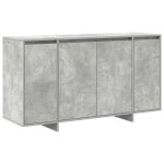 Sarazyj�buffet de cuisine kenneth - enfilade - armoire bas vitrine gris b�ton 135x41x75cm - bois ding�nierie ...