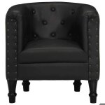 Sarazyj�chaise cabriolet - fauteuil relaxant - 1 place - 61x60x68 cm - noir cuir v�ritable - 60925