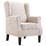 Sarazyj�fauteuil salon - fauteuil relaxant - 1 place - 68x73x101 cm - beige tissu - 32260