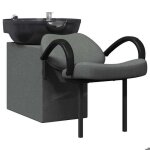 Sarazyj�fauteuil de shampooing - fauteuil relaxant / chaise salon - 141x63x92 cm - gris fonc� et noir ...