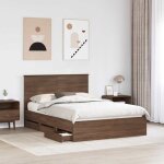 Sarazyj�lit bois / lit adulte chambre - marron cadre de lit - ch�ne brun - 140 x 190 cm - bois ing�nierie ...
