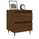 Sarazyj�table de nuit 1 pcs - brun table de chevet - ch�ne marron - 40x35x50 cm - bois d?ing�nierie - ...