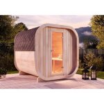 Sauna extrieur en forme de tonneau finntherm scandicube confort - rond paisseur des parois de 42 mm ...