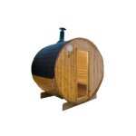 Sauna extrieur harvia type tonneau avec pole  bois 180 cm (l) x 220 cm (diamtre)