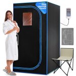 Sauna infrarouge portable - serenelife - pliable avec chaise pliante et coussin chauffant pour les pieds ...