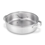 Sauteuse 2 anses cicla avec couvercle en verre 28 cm en acier inoxydable recycl - beka