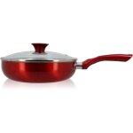 Sauteuse avec couvercle - menastyl - 24 cm - aluminium - cerise - compatible induction