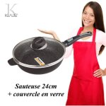 Sauteuse klaus - 24cm - pierre granit cramique - antiadhsif - compatible tous feux - blanc
