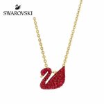 Sautoir collier - collier swarovski iconic swan red matière: métal or Sautoir collier - collier swarovski iconic swan red matière: métal or