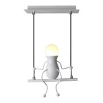 Sayoo 1pcs vintage lustre suspension luminaire humanode en mtal blanc pendentif design moderne pour ...