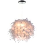 Sayoo 25cm lustre de suspension pratique et lger boule en plumes vritables cousues main blanc avec ...