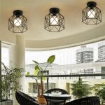 Sayoo 3pcs plafonnier industrielle en mtal noir cage carr fer lustre pour couloir salon entre