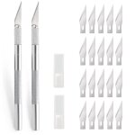 Scalpel de précision artisanal - 2 pièces avec 20 lames - argent Scalpel de précision artisanal - 2 pièces avec 20 lames - argent