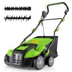 Scarificateur electrique 40cm costway - 2 en 1 emousseur 2000w - hauteurprofondeur rglable - collecte ...