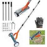 Scarificateur manuel avec roues verticuteur � manche de 170 cm a�rateur de gazon avec roues grattoir ...