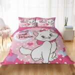 Scd - 4628 parure de lit disney pour enfants ensemble de literie mignon rose marie chat housse de couette ...