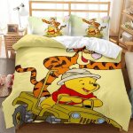 Scd - 4808 parure de lit disney winnie lourson 3d jolie housse de couette avec taies doreiller doublure ...
