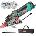 Scie circulaire - hychika - 500w mini scie circulaire - 4500rpm - profondeur de coupe 0 - 25mm - 3 lames ...