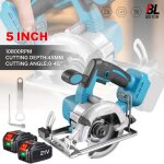 Scie circulaire sans fil de 125 mm 10800 tr / min coupe donglet � 45� convient pour le bois les panneaux ...