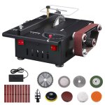 Scie circulaire sur table miniature multifonction - 2 en 1 (scie + pon�euse � bande) 7 vitesses 150w ...
