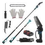 Scie � perche sans fil 2 en 1 - mini tron�onneuse 6 pouces - 800w - 30 ah * 2 batteries - perche d?extension ...