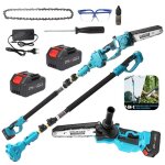 Scie � perche sans fil 2 en 1 et mini - tron�onneuse 2 batteries scie � perche �lectrique l�lagage arbres ...