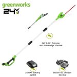 Scie � perche et taille - haies - greenworks - 24 v - 51 cm - 2 en 1 - batterie 2 ah