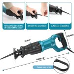 Scie sabre �lectrique sans fil 1500w - 2 lames - variateur de vitesse - compatible avec batterie makita ...