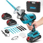 Scie sabre sans fil 3600w - 3500rpm - 2 * 2. 0 ah batteries - avec 8 lames - coupe pr�cise dans bois ...