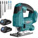 Scie sauteuse yofuly 18v / 21v sans fil avec 2 batteries 2. 0ah vitesse variable 6 lames