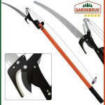 Scie t�lescopique 2en1 corde de tirage hauteur de travail max. 4 m s�cateur coupe - branches arbre scie ...