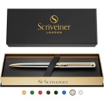 Scriveiner stylo bille coffret stylo  bille argent avec finition or 24 carats