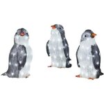 Sculpture lumineuse de no�l - hono - lot de 3 - pingouin - acrylique - 26x12 cm - 300g - pile bouton ...