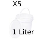 Seau avec couvercle plastique alimentaire - benbow - 5x 1l - blanc - hermétique - inodore - vide - récipient ... Seau avec couvercle plastique alimentaire - benbow - 5x 1l - blanc - hermétique - inodore - vide - récipient ...