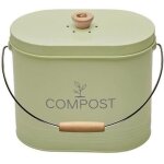 Composteur de cuisine ovale en métal avec filtre 7 litres vert pastel Composteur de cuisine ovale en métal avec filtre 7 litres vert pastel