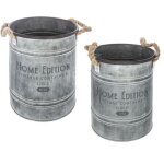 Set de 2 seaux mtal gris d19 / 23cm - atmosphera createur dinterieur