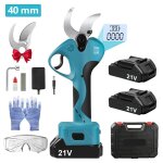 S�cateur �lectrique sans fil de 40 mm 1500 w deux batteries 21 v 20 ah adapt� au jardinage.