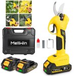 S�cateurs de jardin �lectrique sans fil 2 vitesses diam�tre de coupe 30mm - mellwin - 2x 1500mah batteries ...