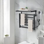 S�che - serviettes �lectrique noir mat - multifonctionnel avec �tag�re r�glage de temp�rature s�chage ...